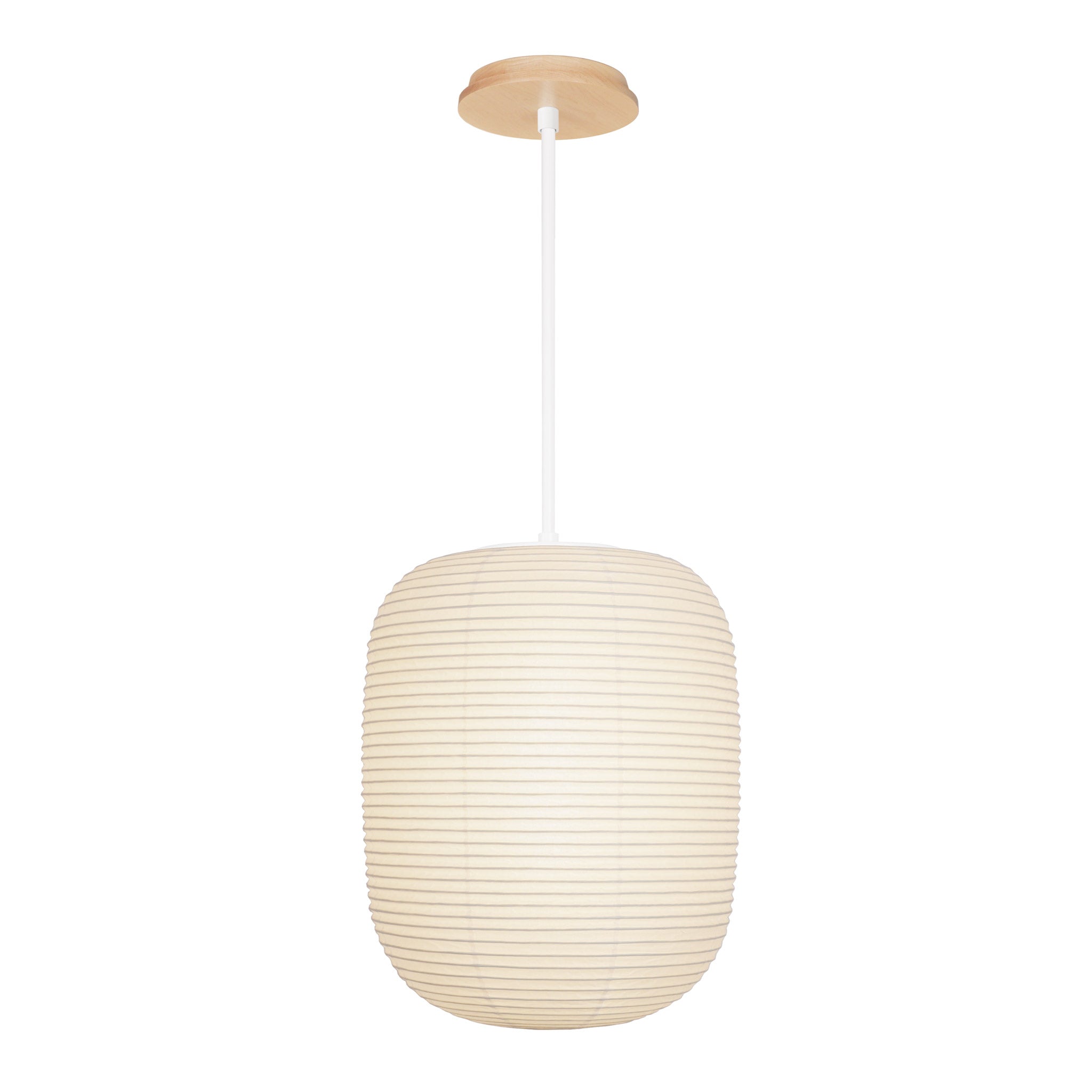 Umi Pendant shown in White with a Maple Wood Canopy
