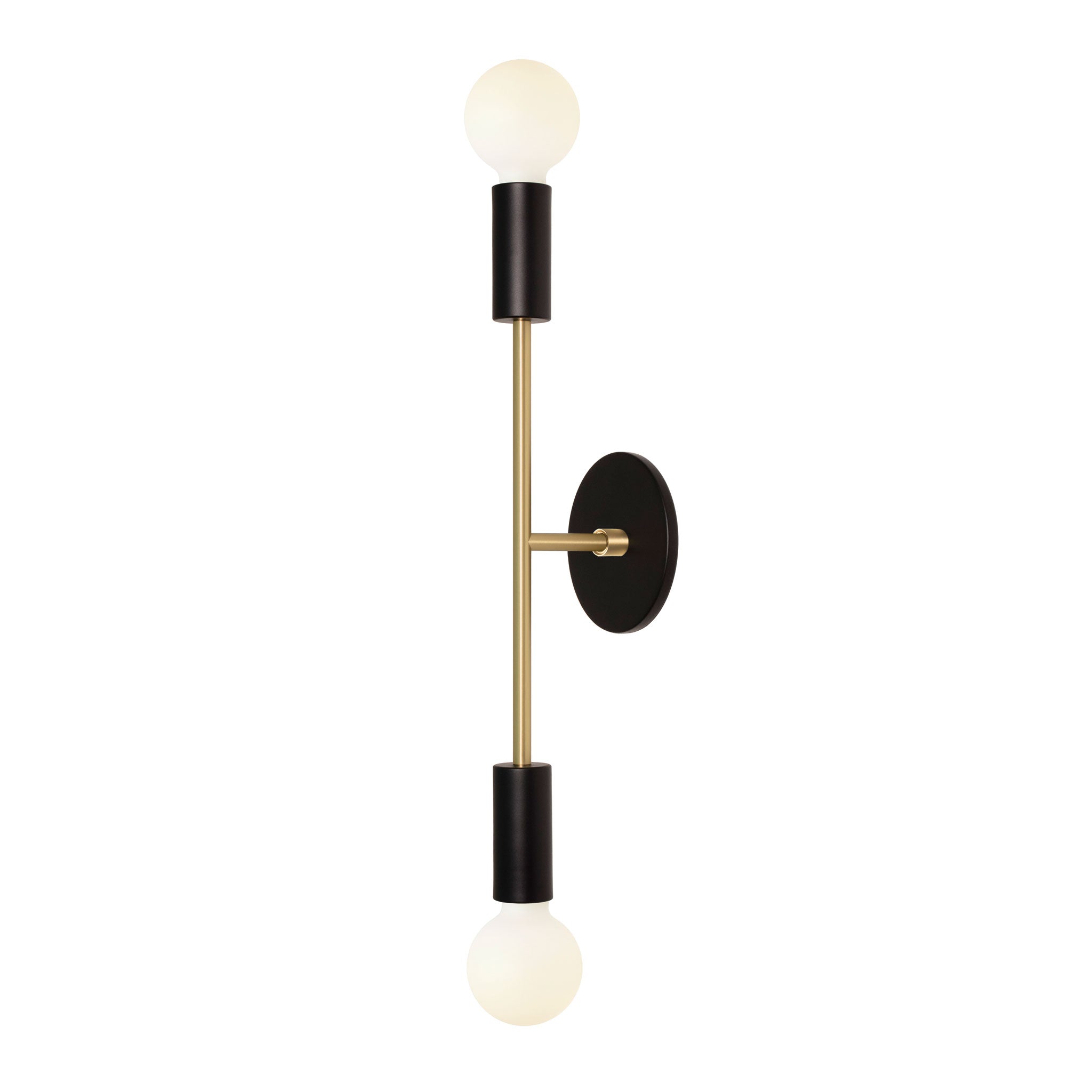 Venus Long shown in Matte Black cup and canopy finish with Brass accent finish