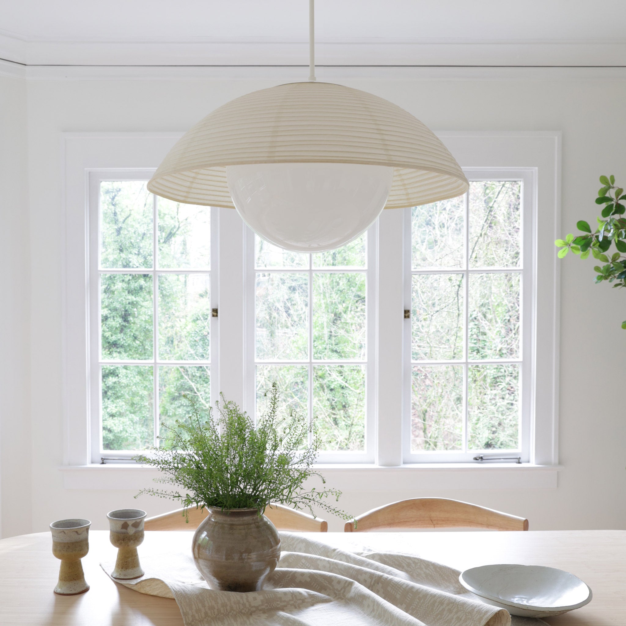 Maru Pendant with Natural Washi Paper shade shown in white
