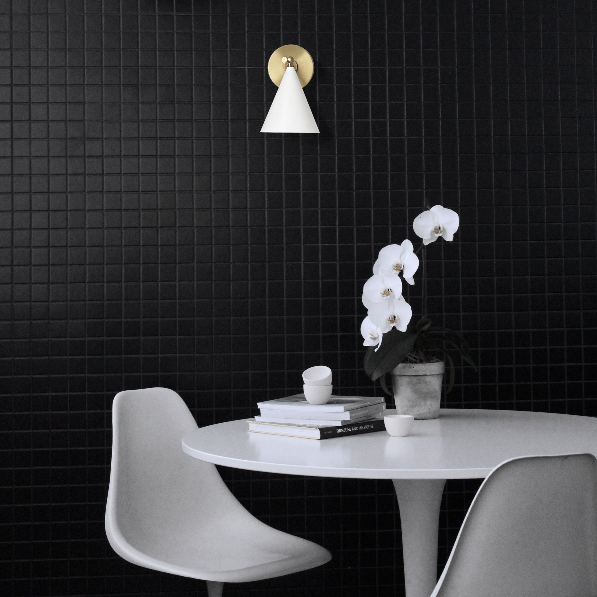 Petra Sconce shown in White and Brass