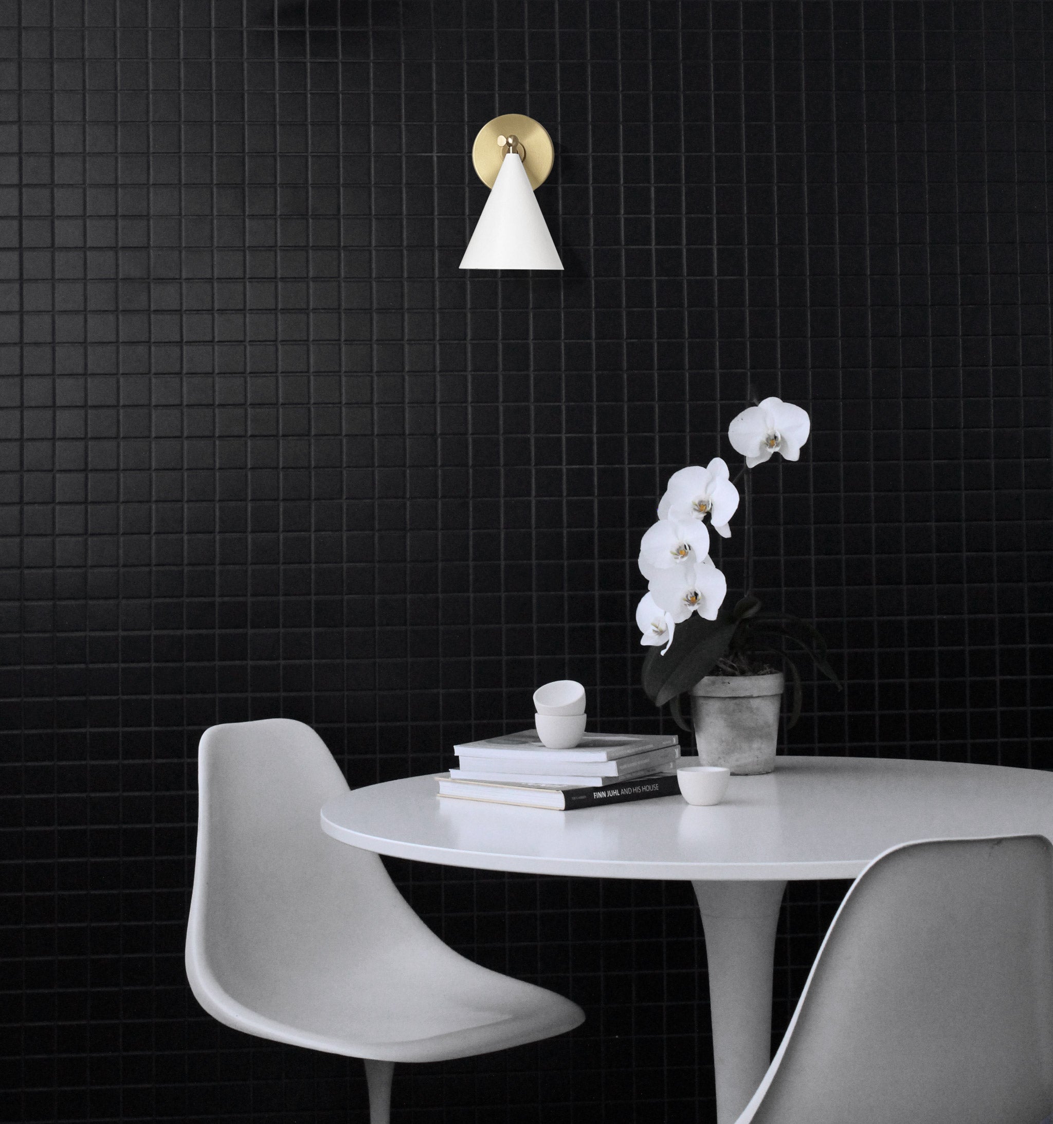 Petra Sconce shown in White and Brass