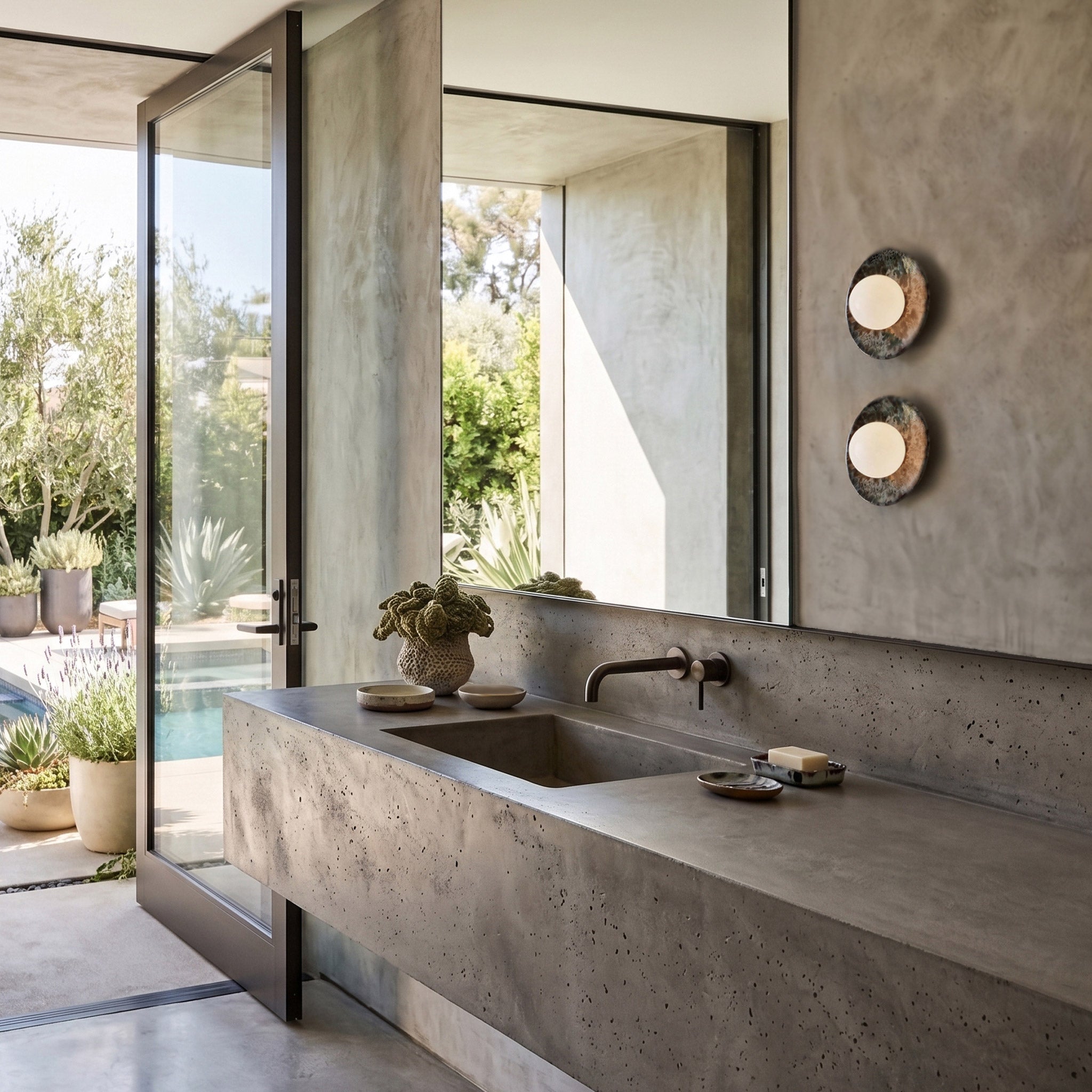 Victoria Moon Sconces shown in Harbor Mist