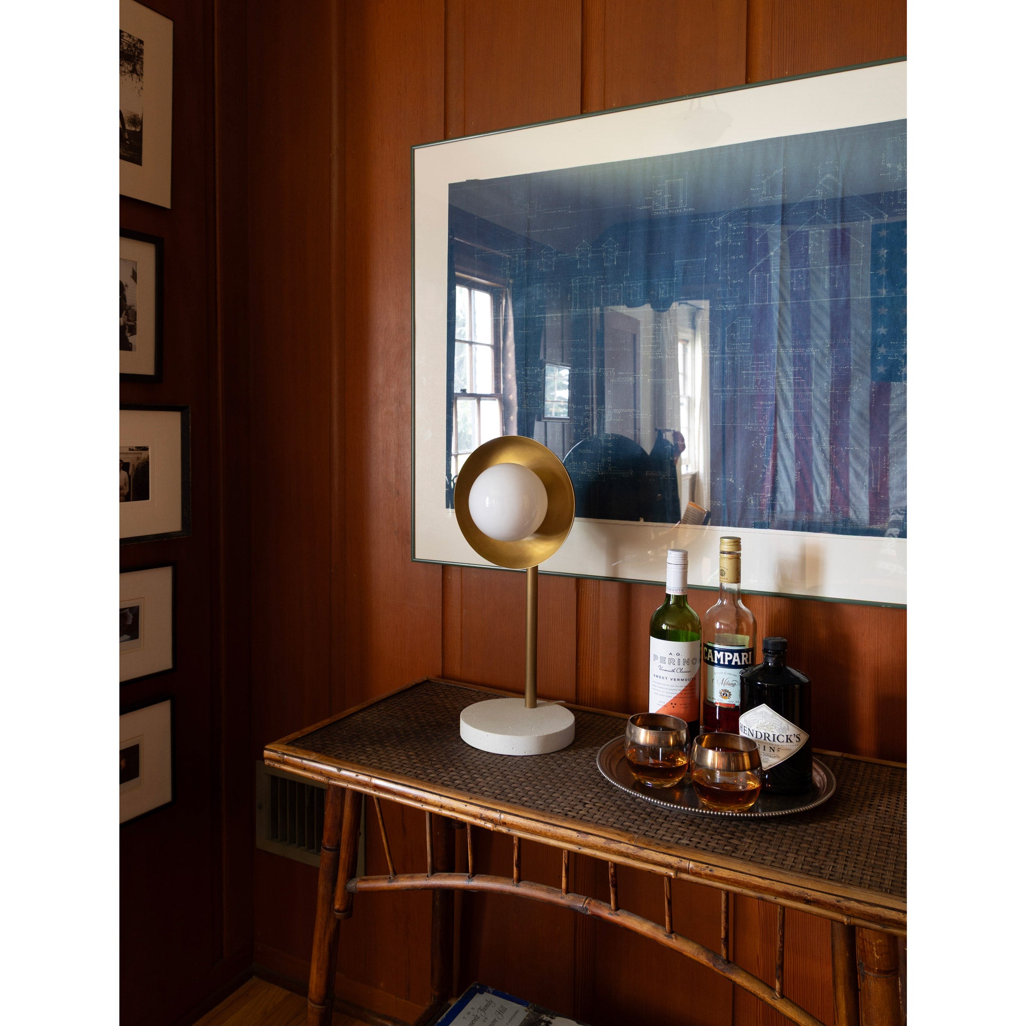 Lexi Lamp shown with a solid Heirloom Brass shade. Interior design by Sarah J. Meyer Design