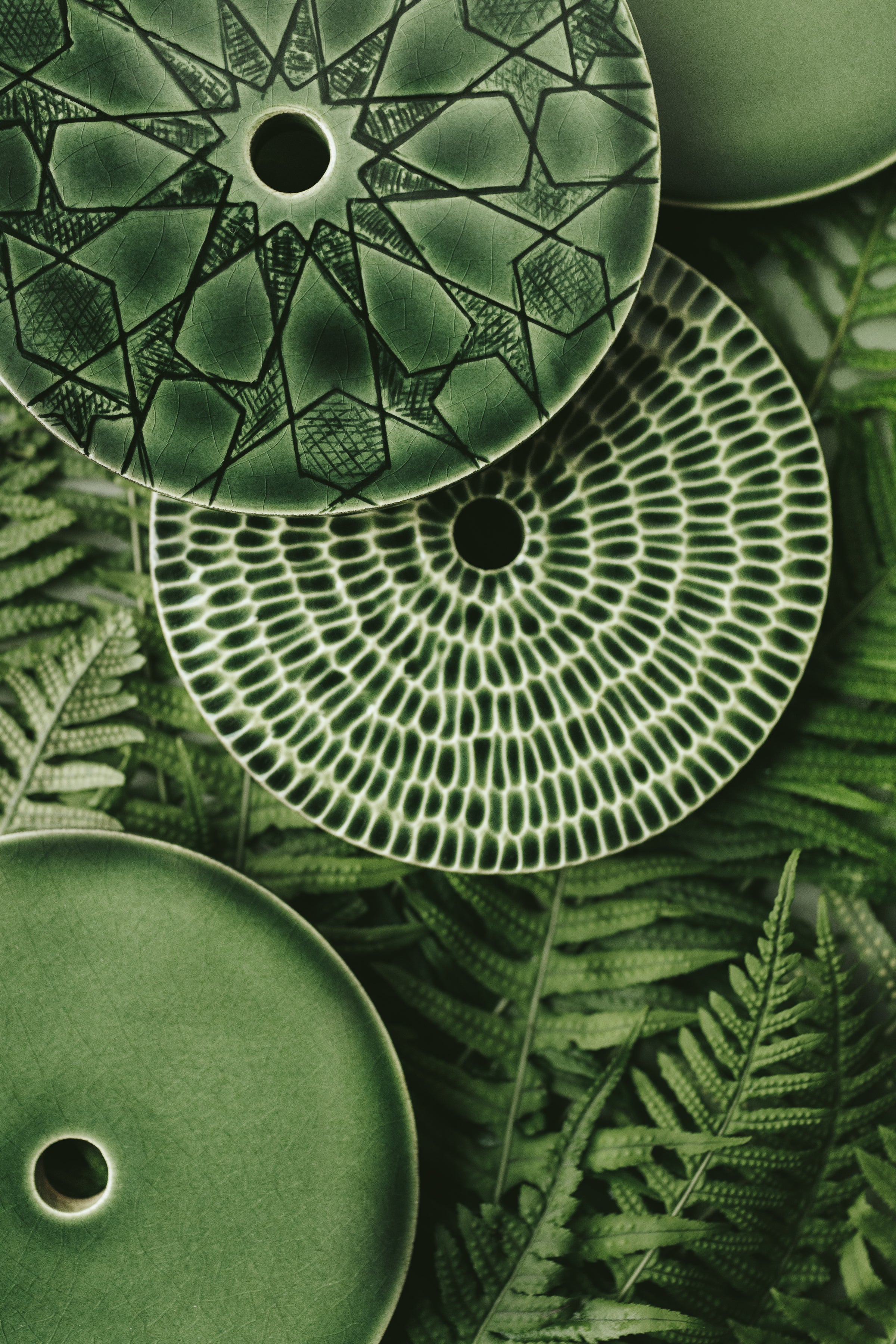 Forest Green Ceramic Canopies by Pratt + Larson