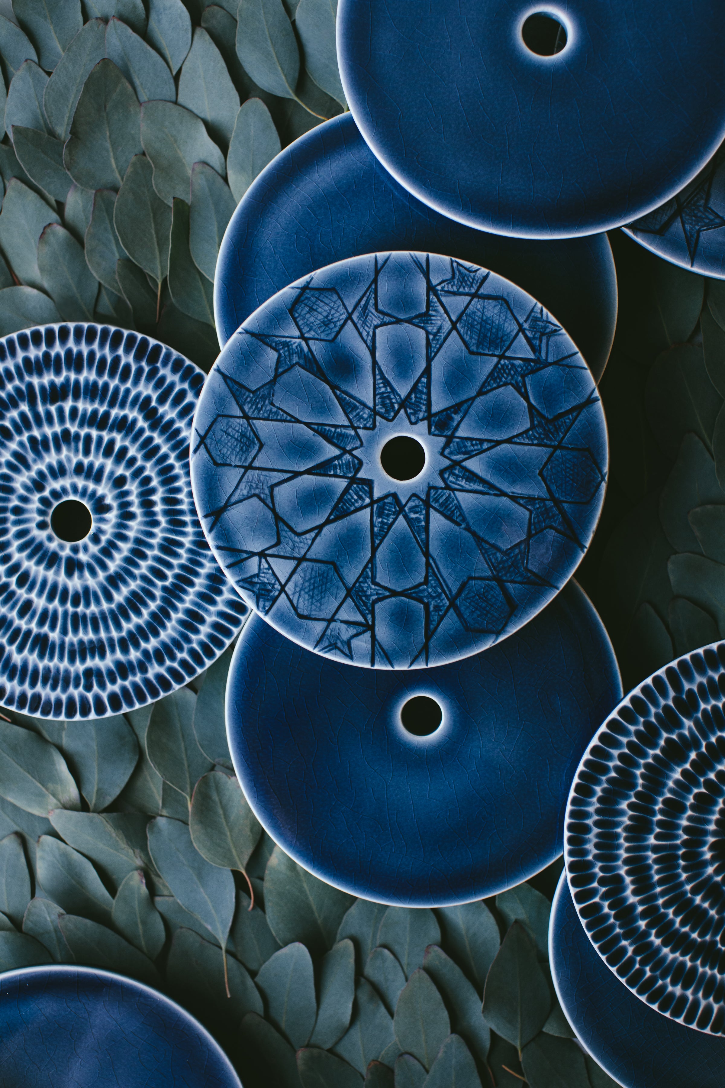 Indigo Blue Ceramic Canopies by Pratt + Larson
