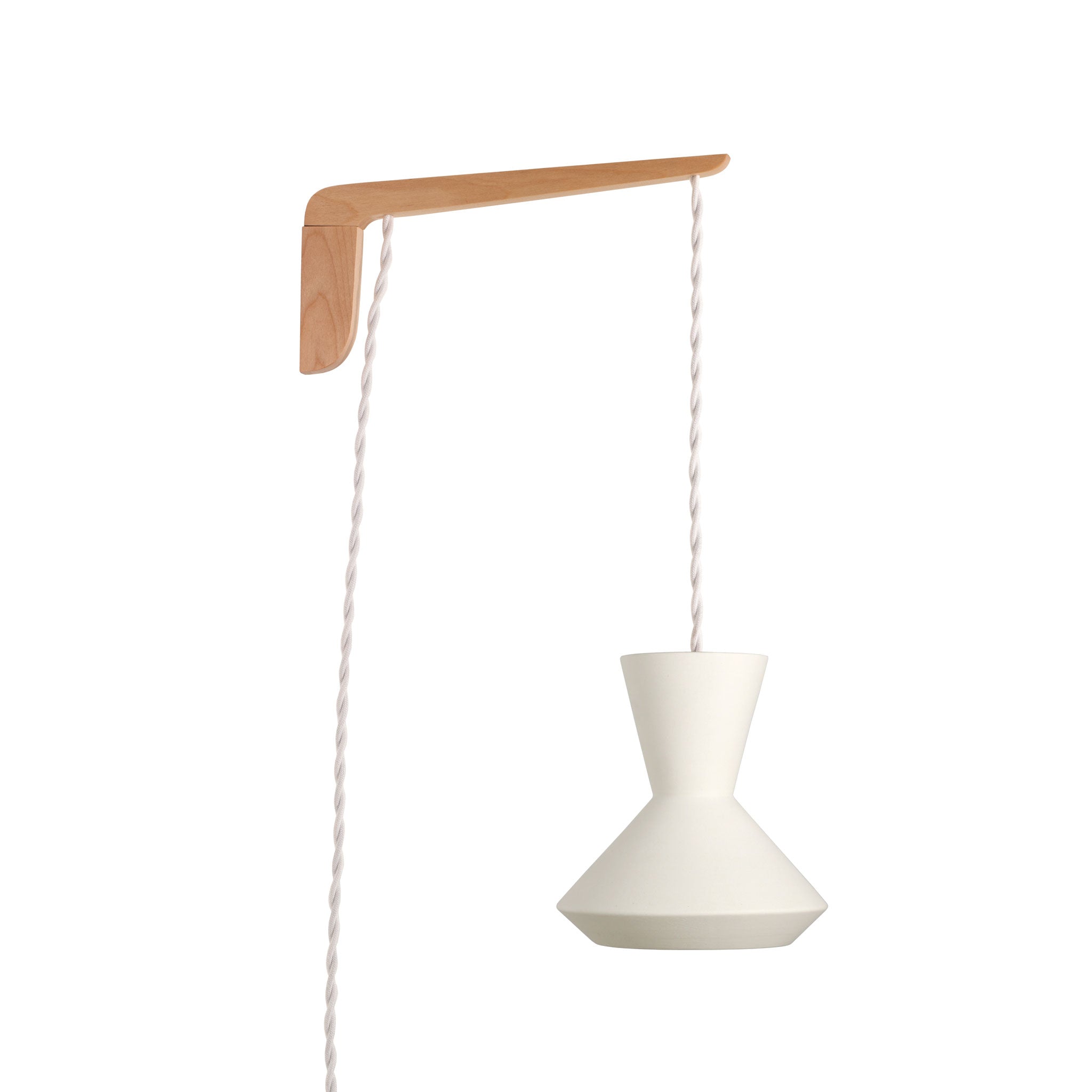 Bobbie Swing shown in Natural White Glaze with Maple wood and White Twist cord
