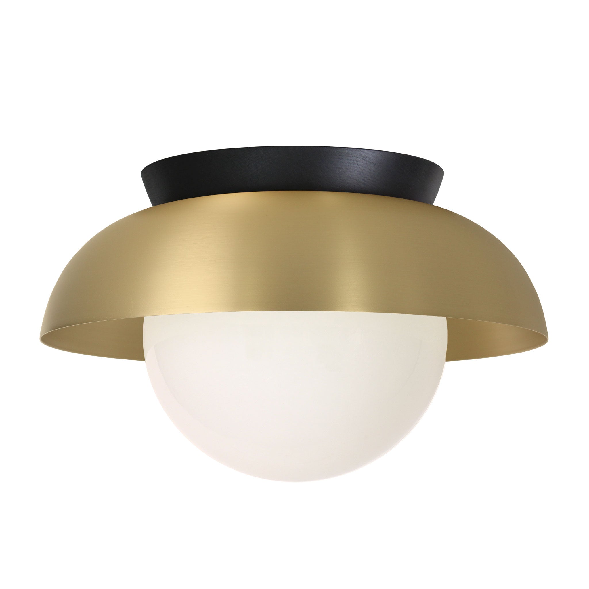 Lexi Large 8” shown with a Solid shade in Brass and Black Stained wood canopy
