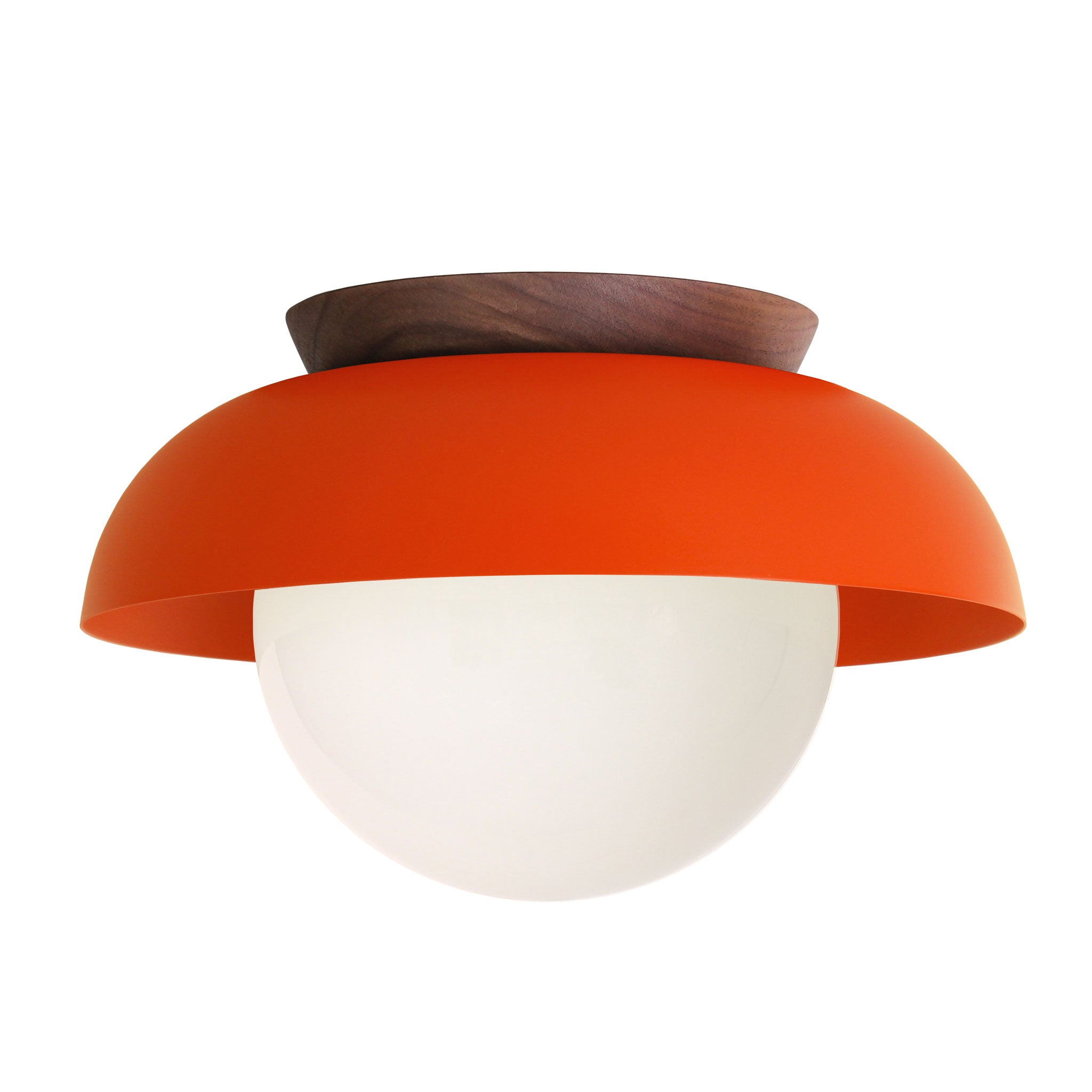 Lexi Large 8” shown with a Solid shade in Persimmon and Walnut canopy