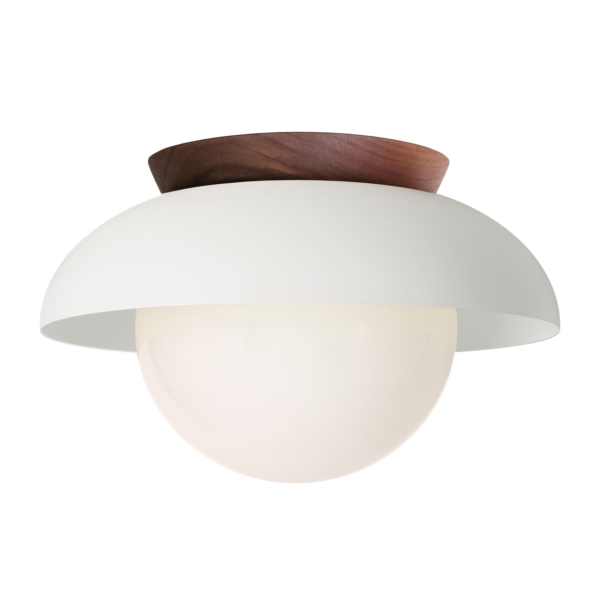 Lexi Large 8” shown with a Solid shade in White and Walnut canopy