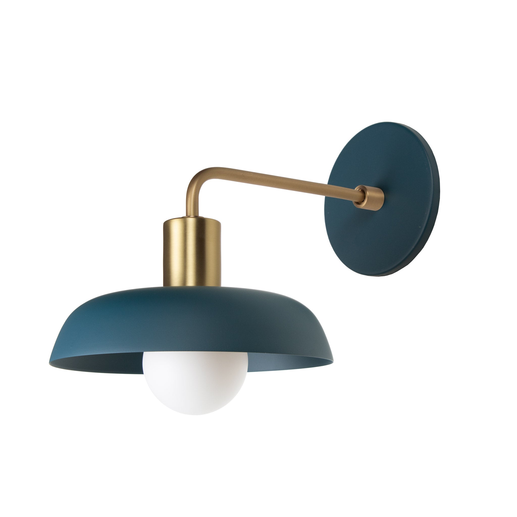Sally Sconce shown with a Solid shade in Ocean Blue and Brass fixture finish