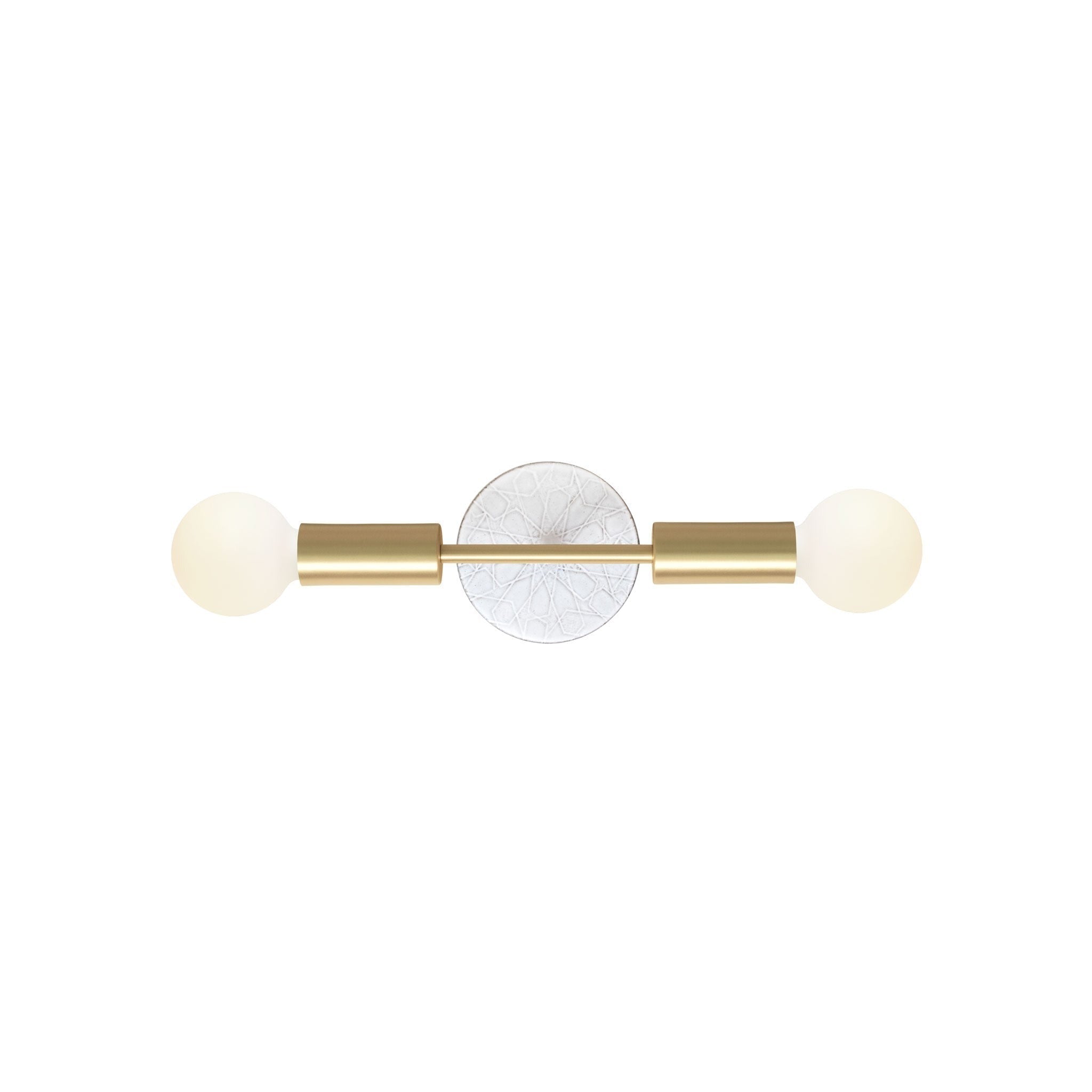 Venus Mini with Ceramic Canopy shown in Brass with a Brownstone White Star Ceramic Canopy pattern