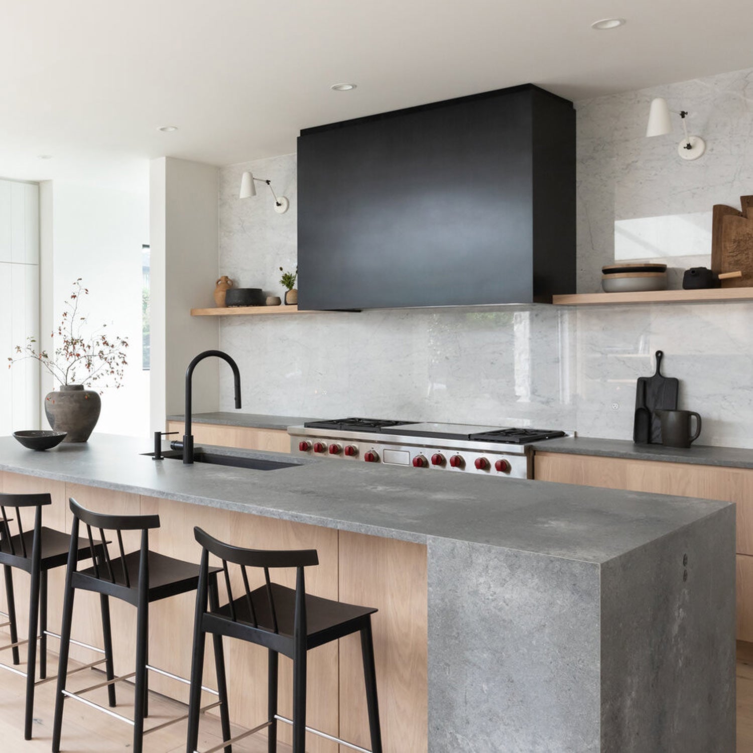 Wildwood Double Articulated shown in White with Graphite Patina Accents. Interior Design by Sophie Burke Design. Photo by Ema Peters