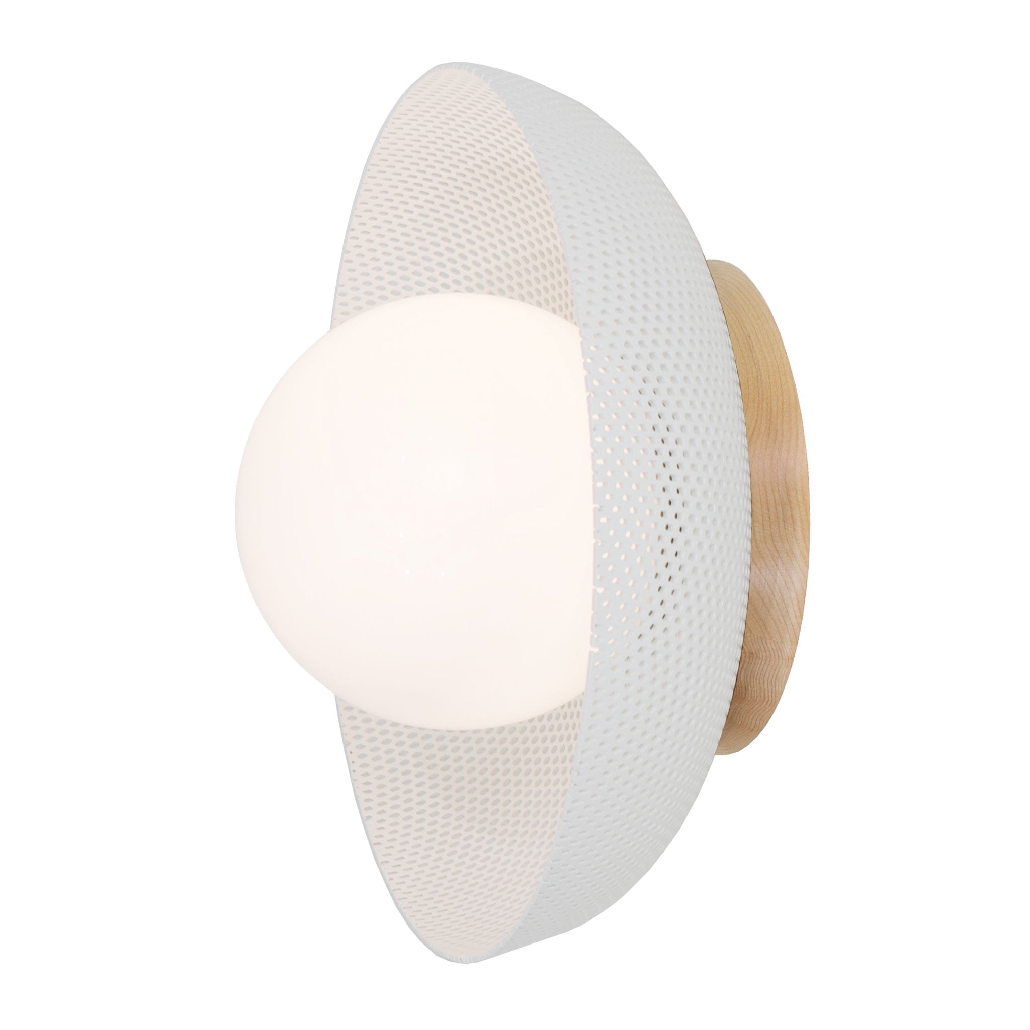 Lexi Large 6” shown with a Perforated shade in White and Maple canopy