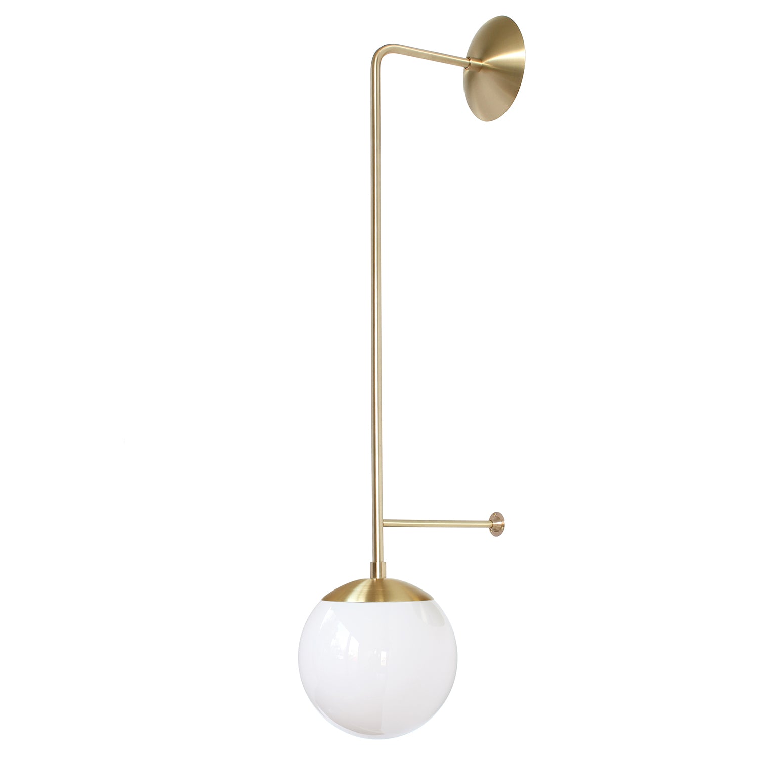 Ramona 8" Wall Sconce shown in Brass with an Opal 8" Glass Globe