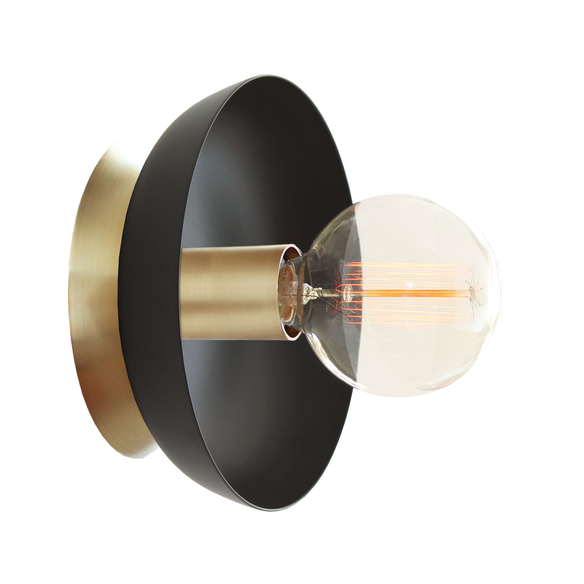 Lucia shown in Matte Black with Brass
