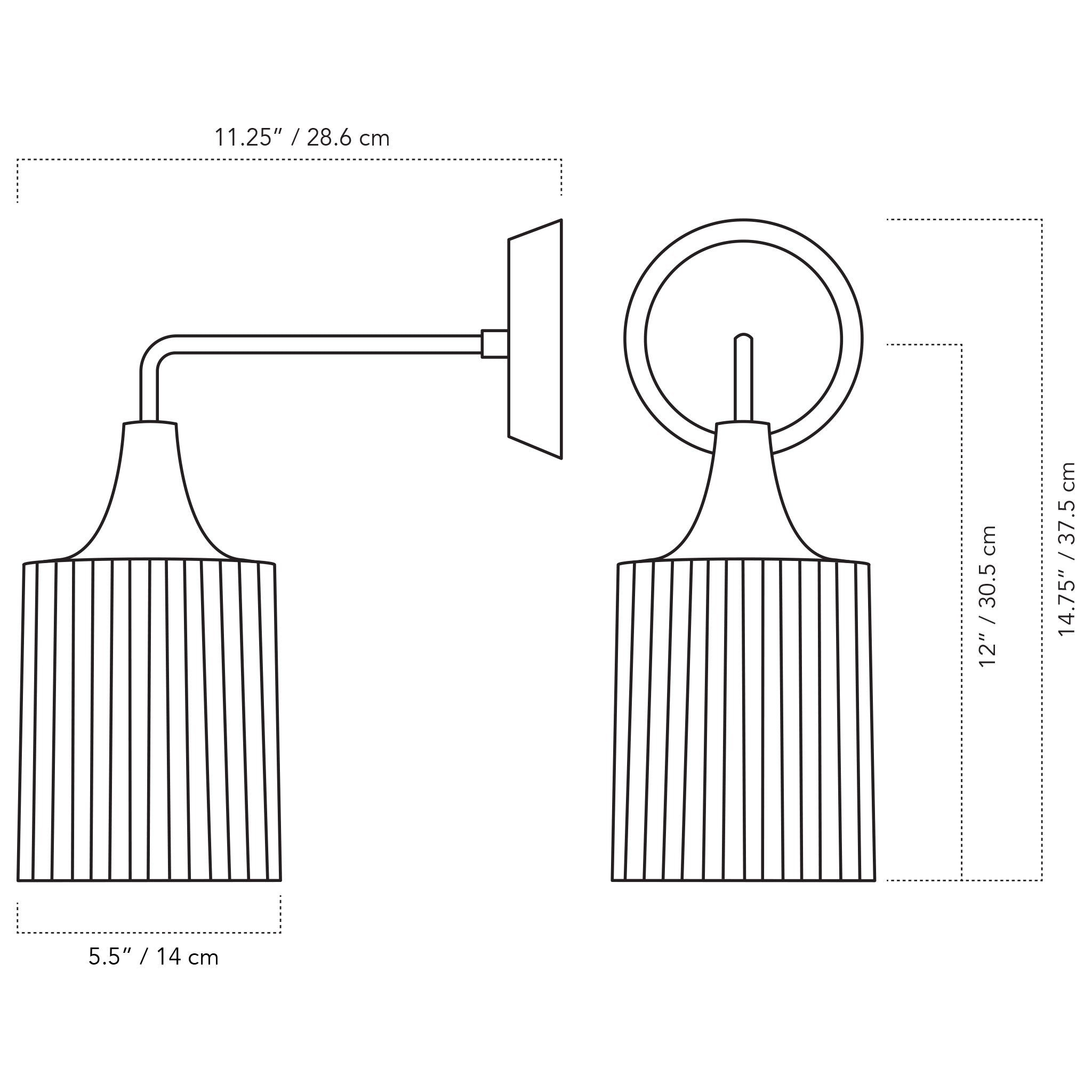 Cedar and Moss. Tumwater Sconce with measurements