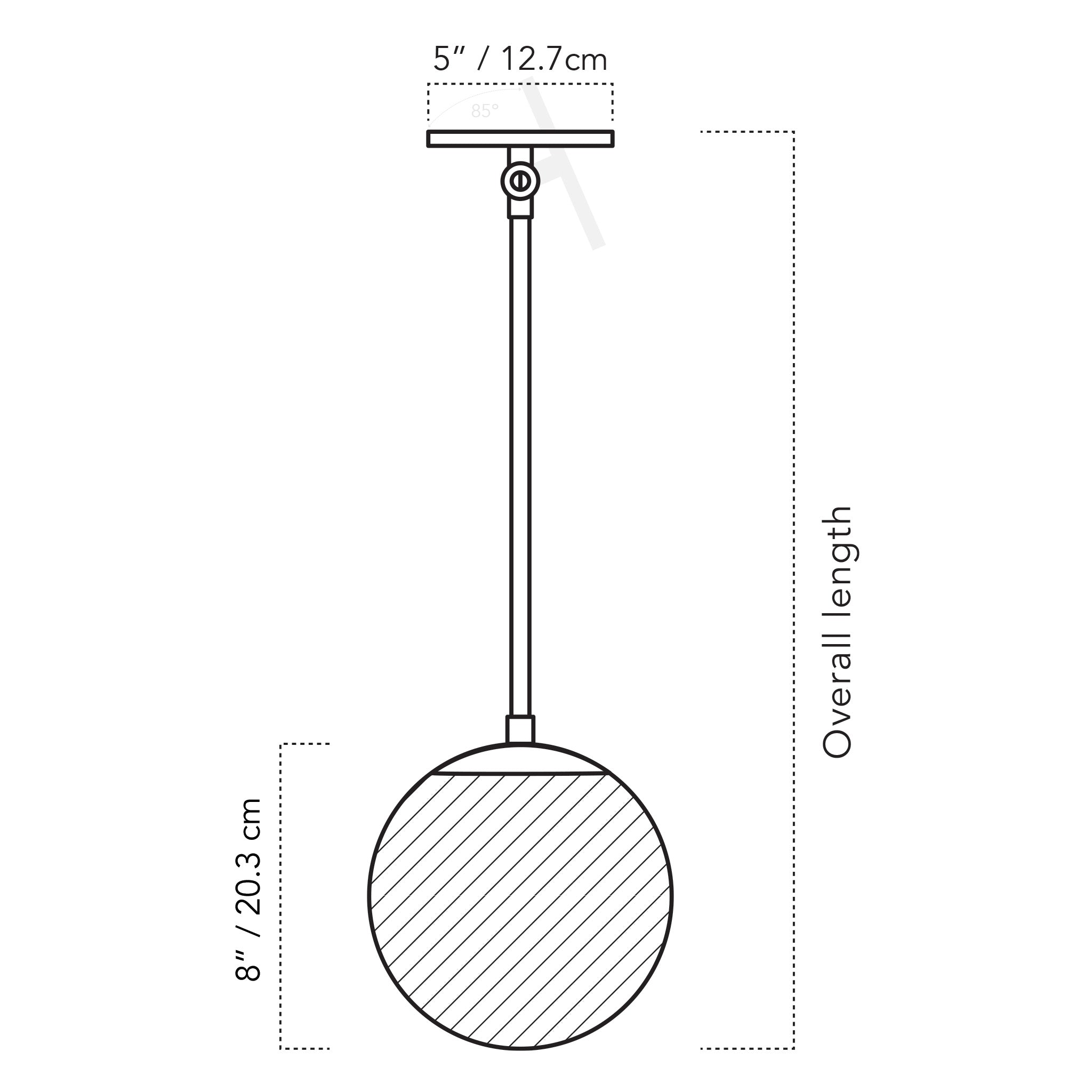 Alto Rod 8" for Vaulted Ceilings dimensions