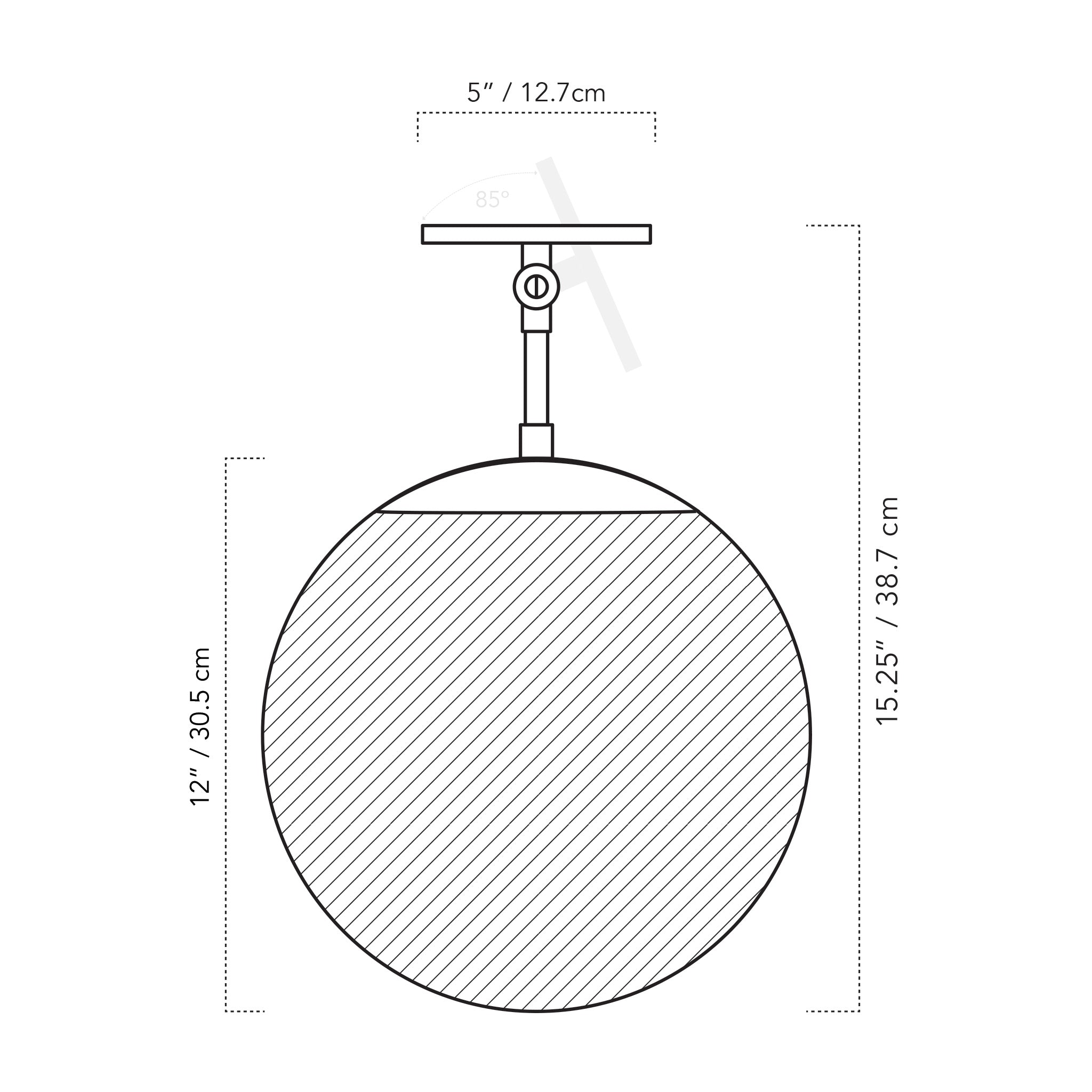 Alto Surface 12" for Vaulted Ceilings dimensions
