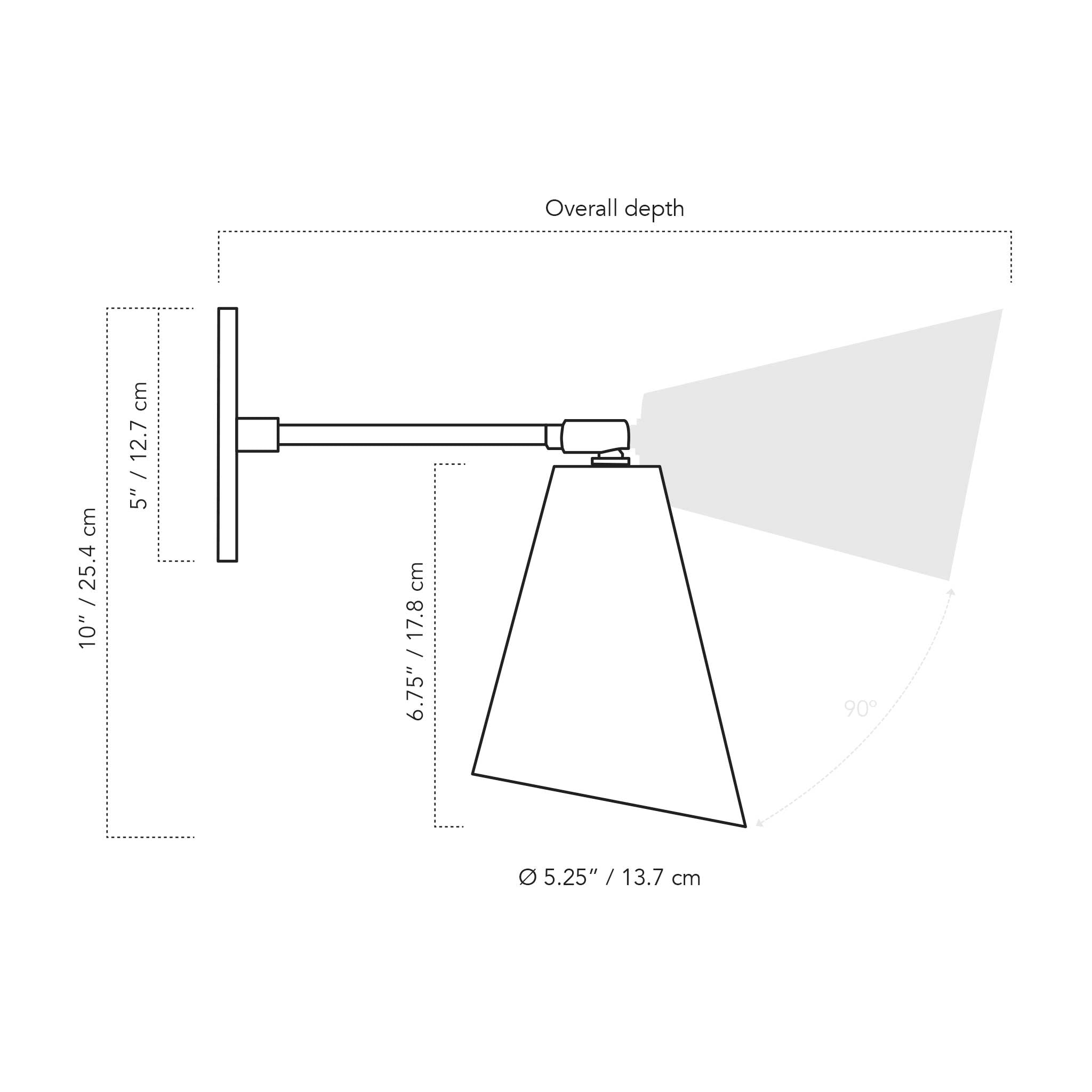A Technical Drawing Of The Tilt Cone Wall Sconce