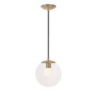 Alto Cord 10" shown in Brass with Black Cloth Cord and a Clear 10” Globe
