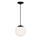 Alto Cord 10" shown in Matte Black with Black Cloth Cord and an Opal 10” Globe
