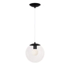 Alto Cord 10" shown in Matte Black with White Cloth Cord and a Clear 10” Globe