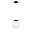 Alto Cord 10" shown in Matte Black with White Cloth Cord and an Opal 10” Globe