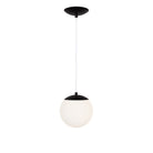 Alto Cord 8" shown in Matte Black with White Cloth Cord and an Opal 8" Globe