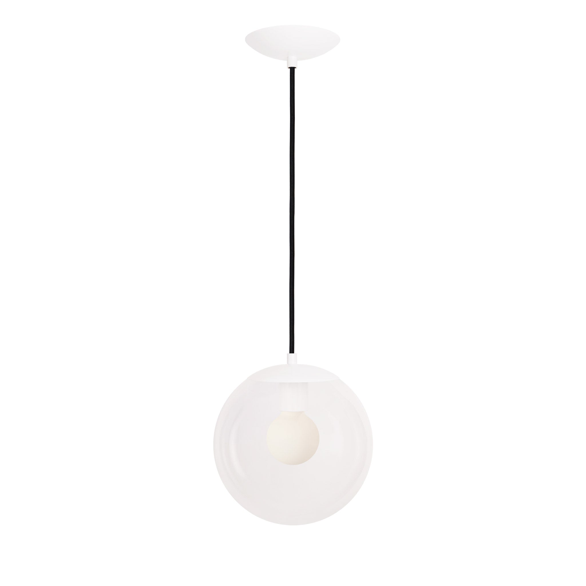 Alto Cord 10" shown in White with Black Cloth Cord and a Clear 10” Globe