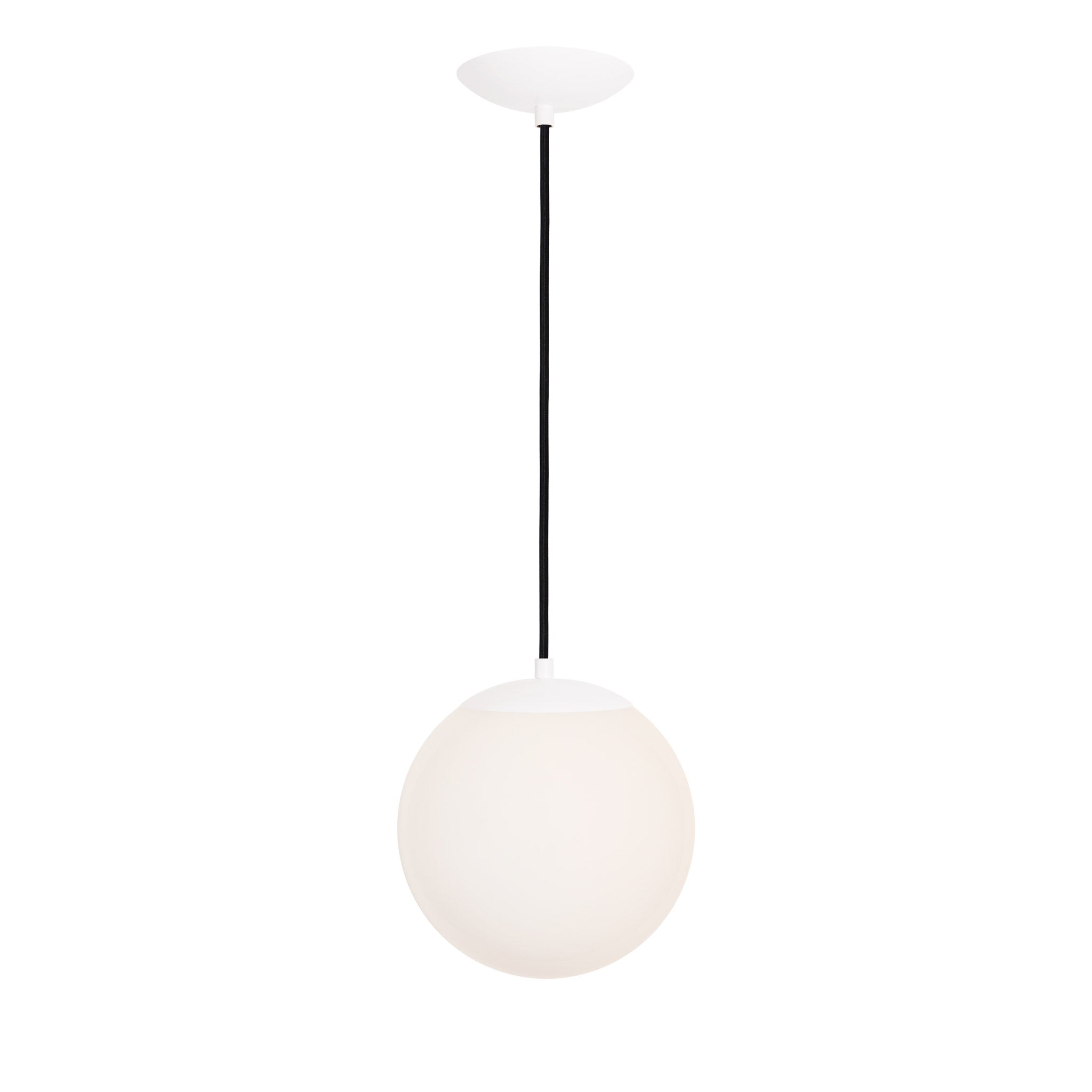 Alto Cord 10" shown in White with Black Cloth Cord and an Opal 10” Globe