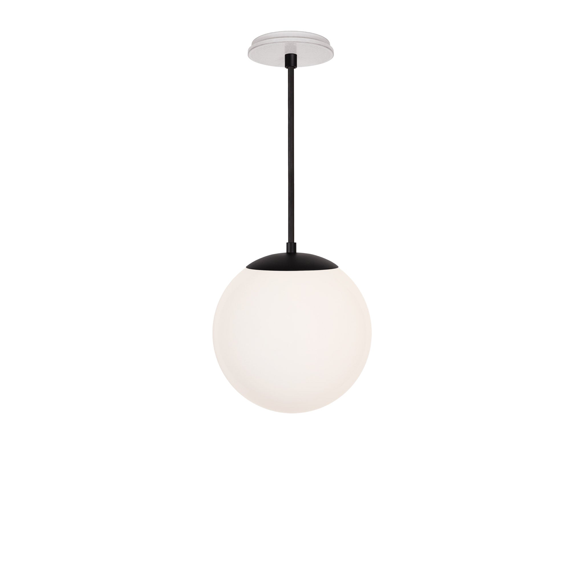 Alto Rod 10” Opal shown in Matte Black with a Brownstone White Star Ceramic Canopy