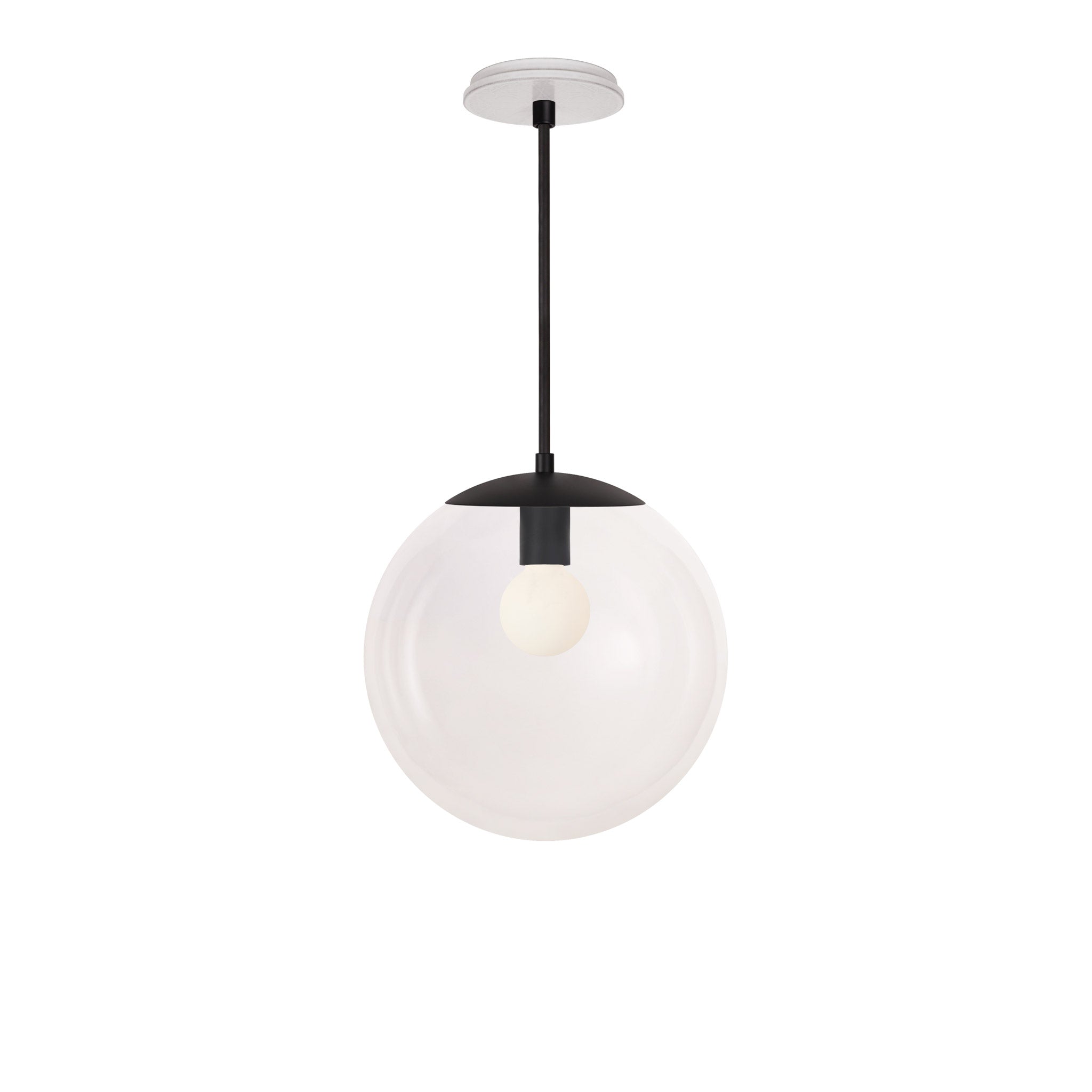 Alto Rod 12” Clear shown in Matte Black with a Brownstone White Star Ceramic Canopy