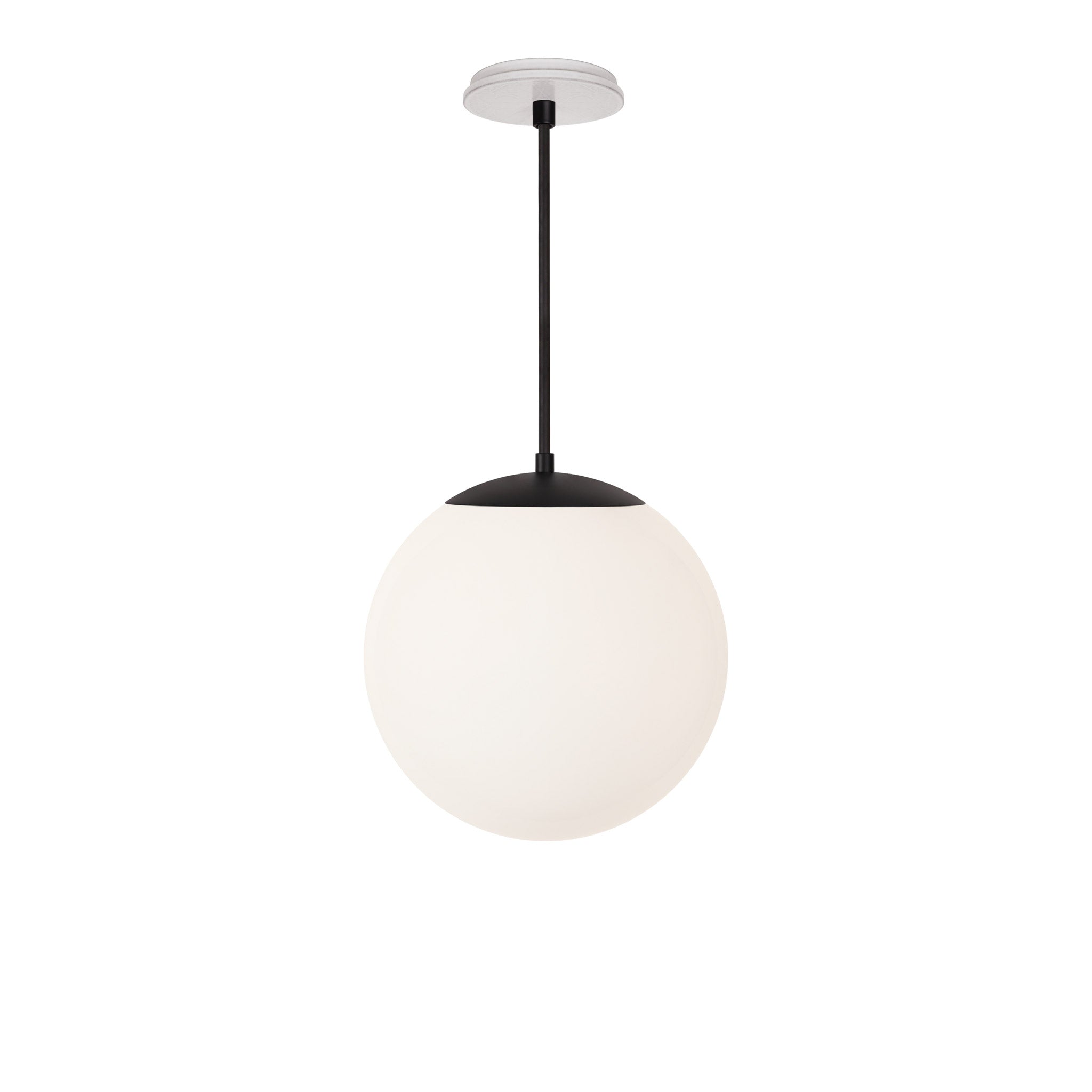 Alto Rod 12” Opal shown in Matte Black with a Brownstone White Star Ceramic Canopy