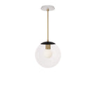 Alto Rod 10” Clear shown in Matte Black with Brass and a Brownstone White Star Ceramic Canopy