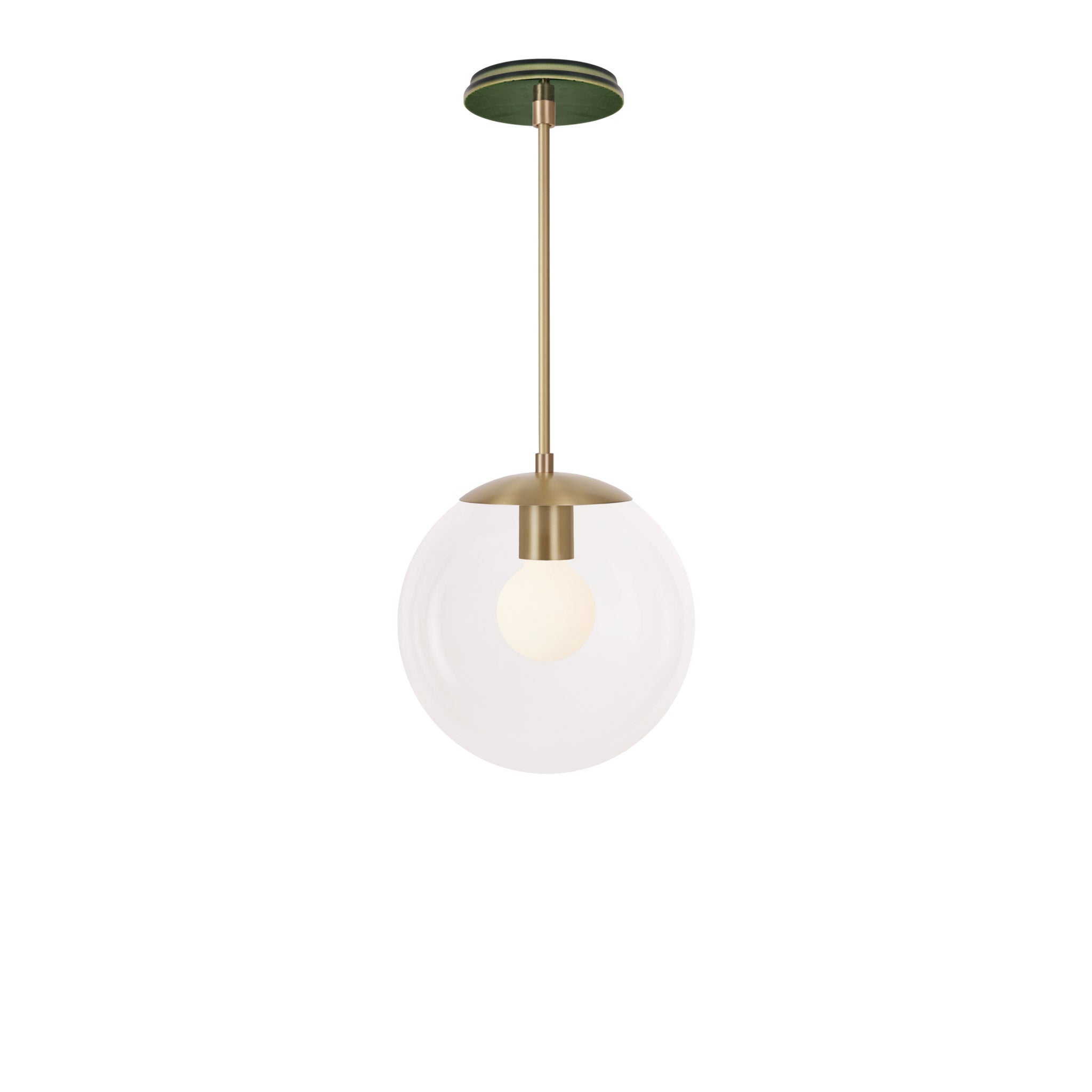 Alto Rod 10” Clear shown in Brass with a Forest Green Star Ceramic Canopy