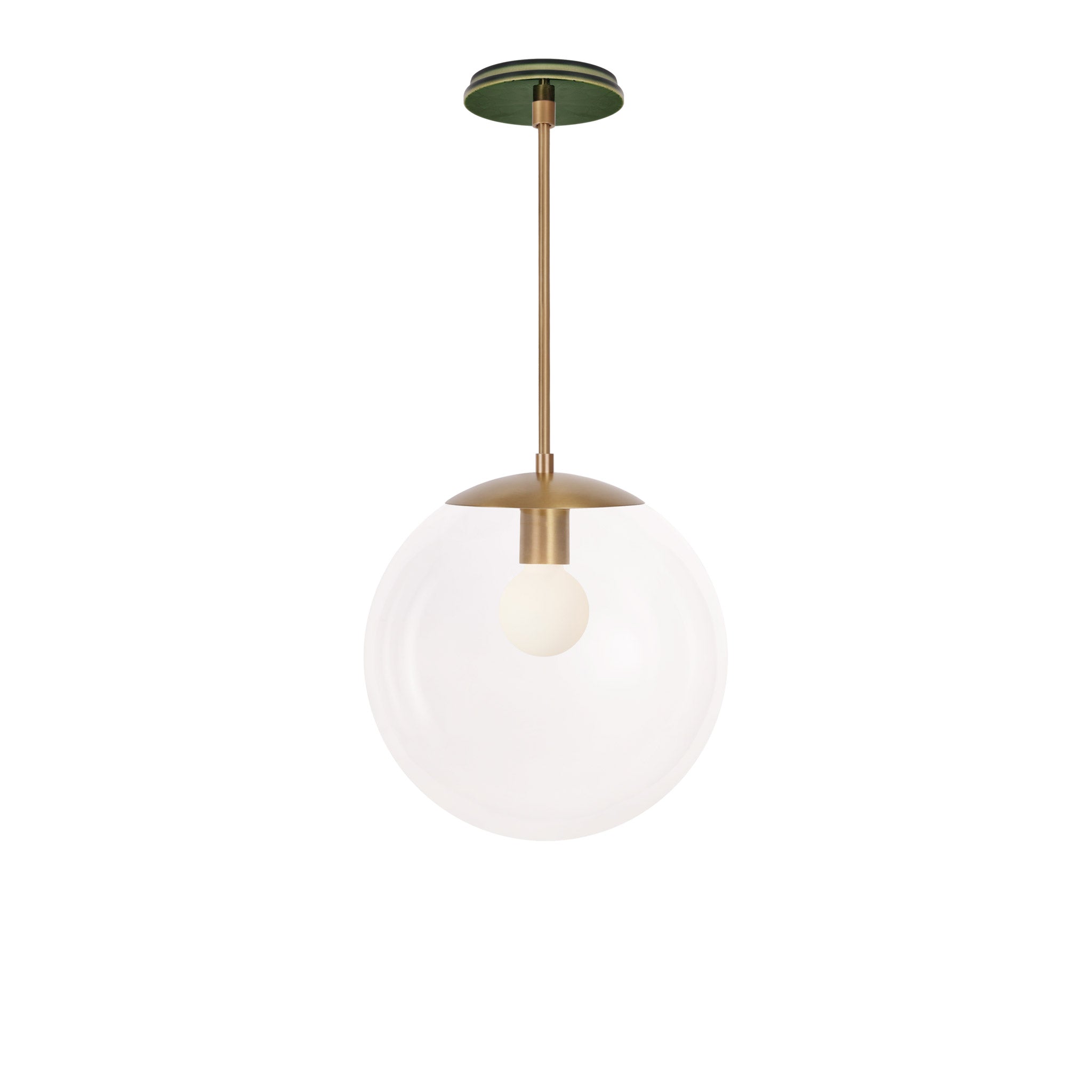 Alto Rod 12” Clear shown in Heirloom Brass with a Forest Green Star Ceramic Canopy