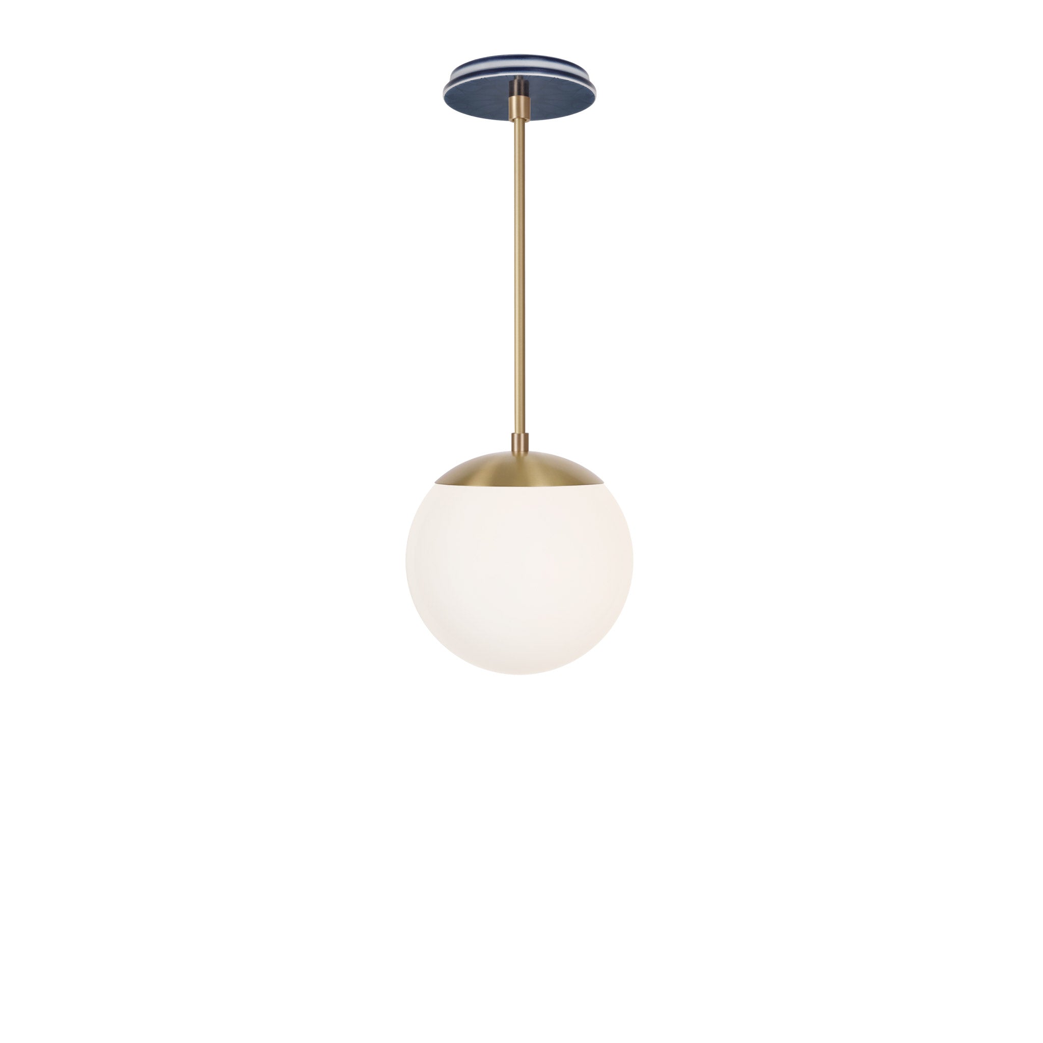 Alto Rod 8” Opal shown in Brass with an Indigo Blue Star Ceramic Canopy