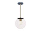 Alto Rod 10” Clear shown in Matte Black with Brass and an Indigo Blue Star Ceramic Canopy