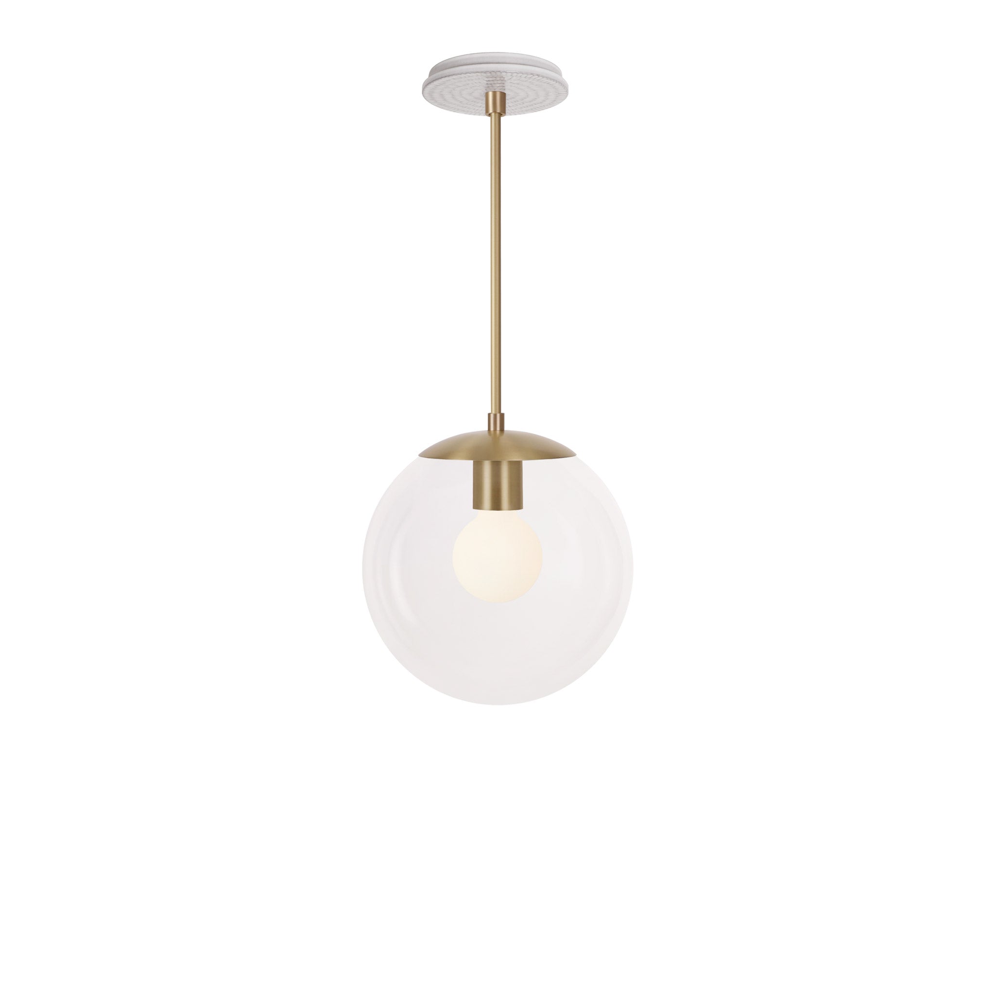Alto Rod 10” Clear shown in Brass with a Brownstone White Sunflower Ceramic Canopy