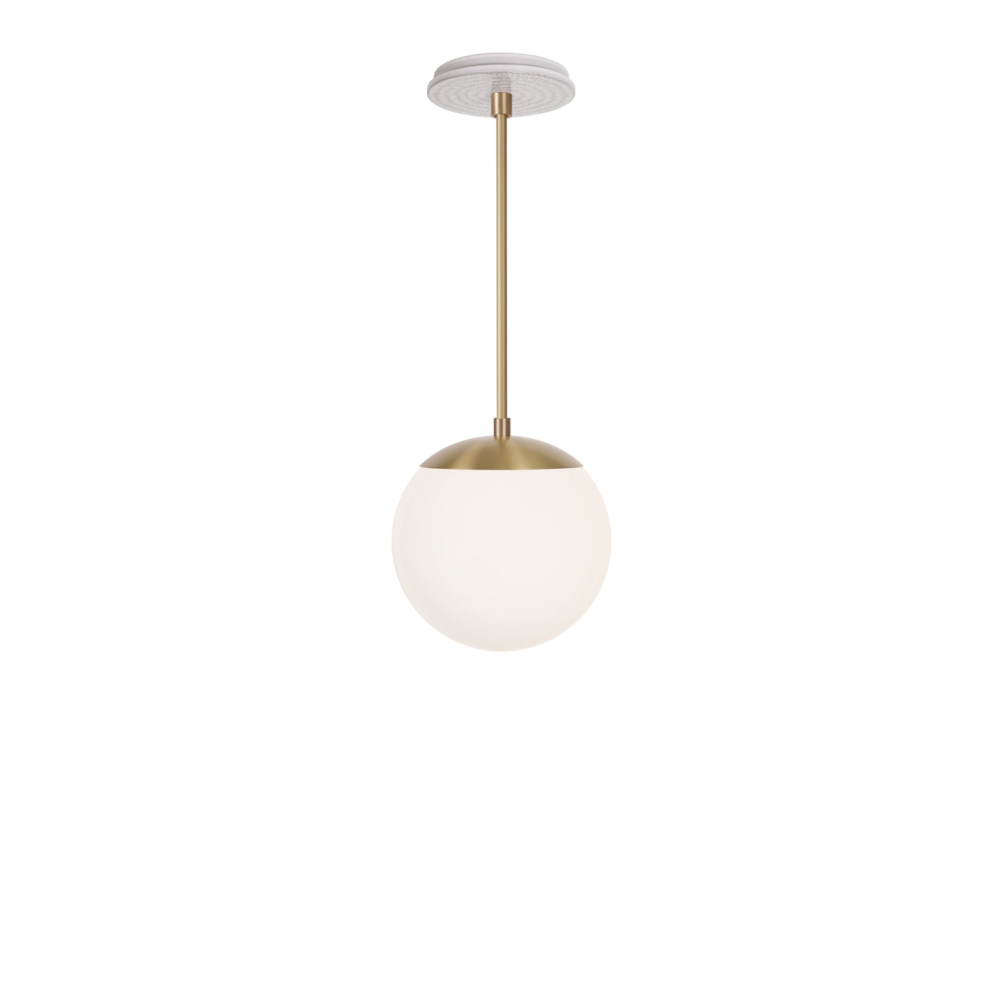 Alto Rod 8” Opal shown in Brass with a Brownstone White Sunflower Ceramic Canopy