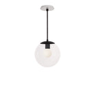 Alto Rod 10” Clear shown in Matte Black with a Brownstone White Sunflower Ceramic Canopy