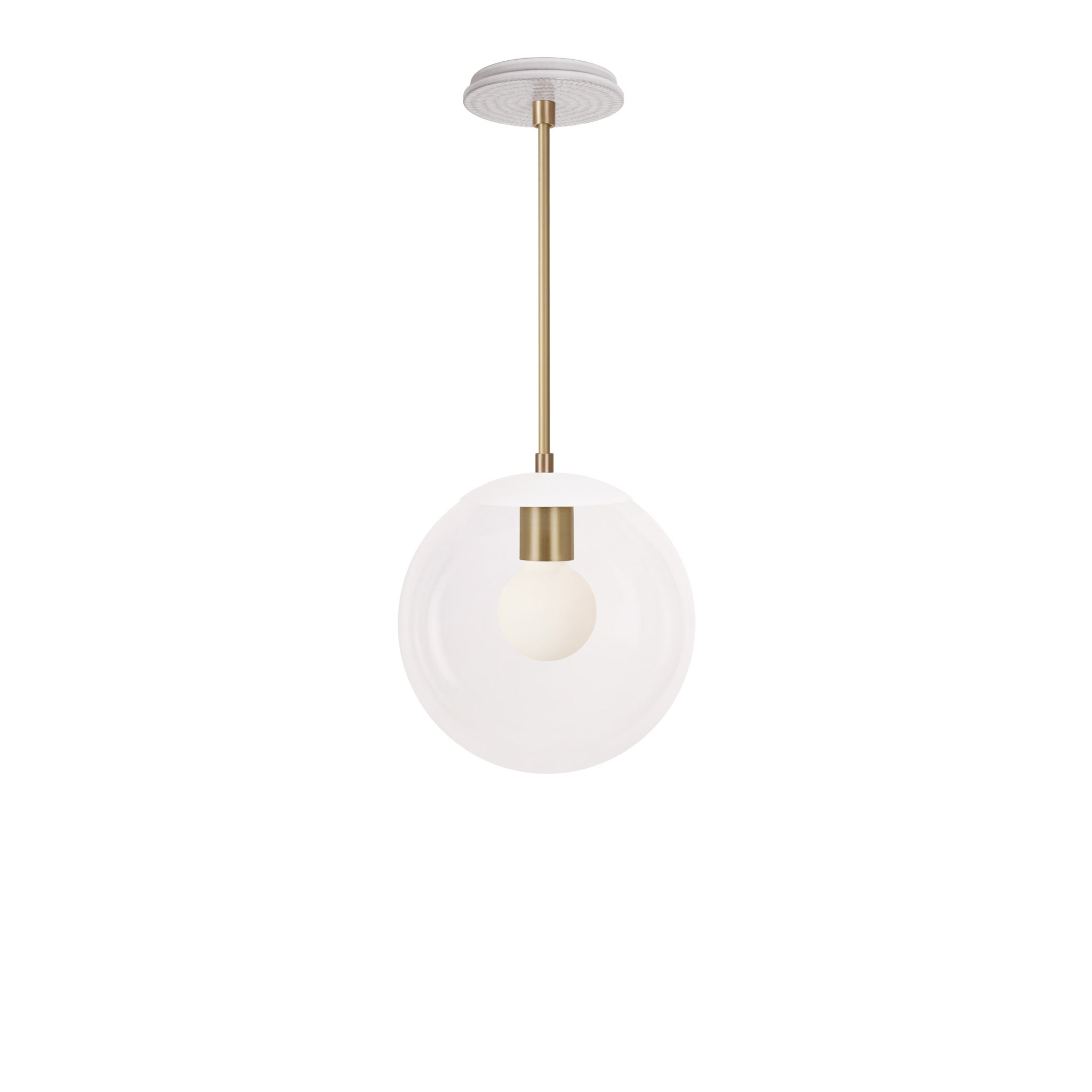 Alto Rod 10” Clear shown in White with Brass and a Brownstone White Sunflower Ceramic Canopy
