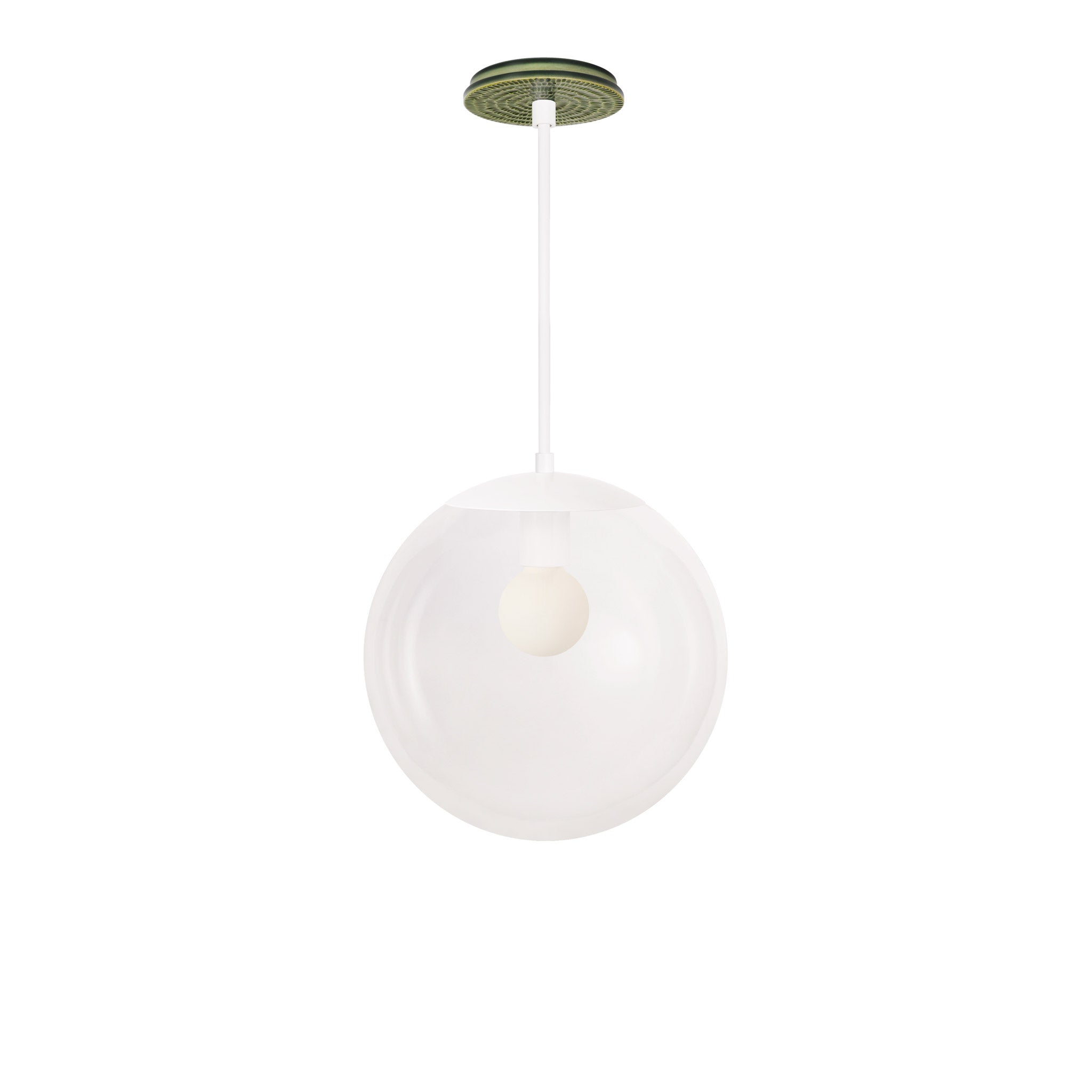 Alto Rod 12” Clear shown in White with a Forest Green Sunflower Ceramic Canopy