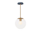 Alto Rod 10” Clear shown in Heirloom Brass with an Indigo Blue Sunflower Ceramic Canopy