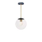 Alto Rod 10” Clear shown in Matte Black with Brass and an Indigo Blue Sunflower Ceramic Canopy
