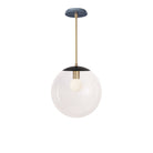 Alto Rod 12” Clear shown in Matte Black with Brass and an Indigo Blue Sunflower Ceramic Canopy