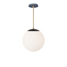 Alto Rod 12” Opal shown in Matte Black with Brass and an Indigo Blue Sunflower Ceramic Canopy