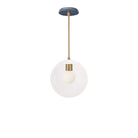 Alto Rod 10” Clear shown in White with Brass and an Indigo Blue Sunflower Ceramic Canopy