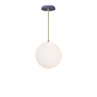Alto Rod 10” Opal shown in White with Brass and an Indigo Blue Sunflower Ceramic Canopy