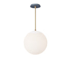 Alto Rod 12” Opal shown in White with Brass and an Indigo Blue Sunflower Ceramic Canopy